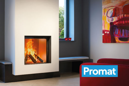 Solutions Promat pour inserts à bois et habillage de cheminée